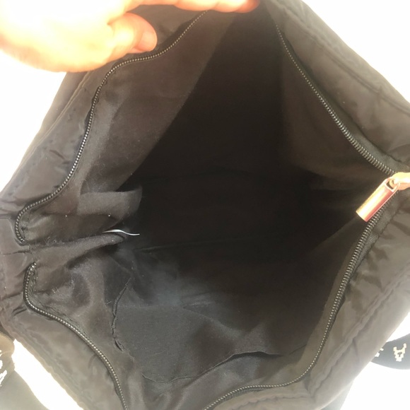 Sephora Black White north south full zip puffy nylon tote shoulder crossbody bag - Picture 7 of 10